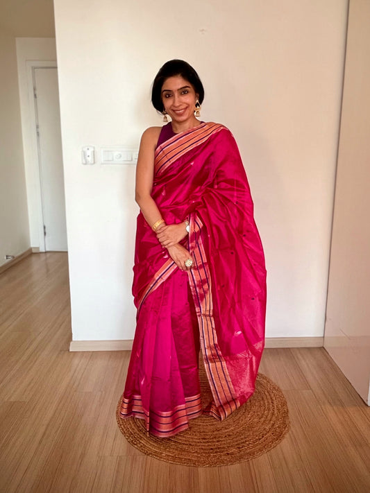 Vibrant Fuchsia Chanderi Saree