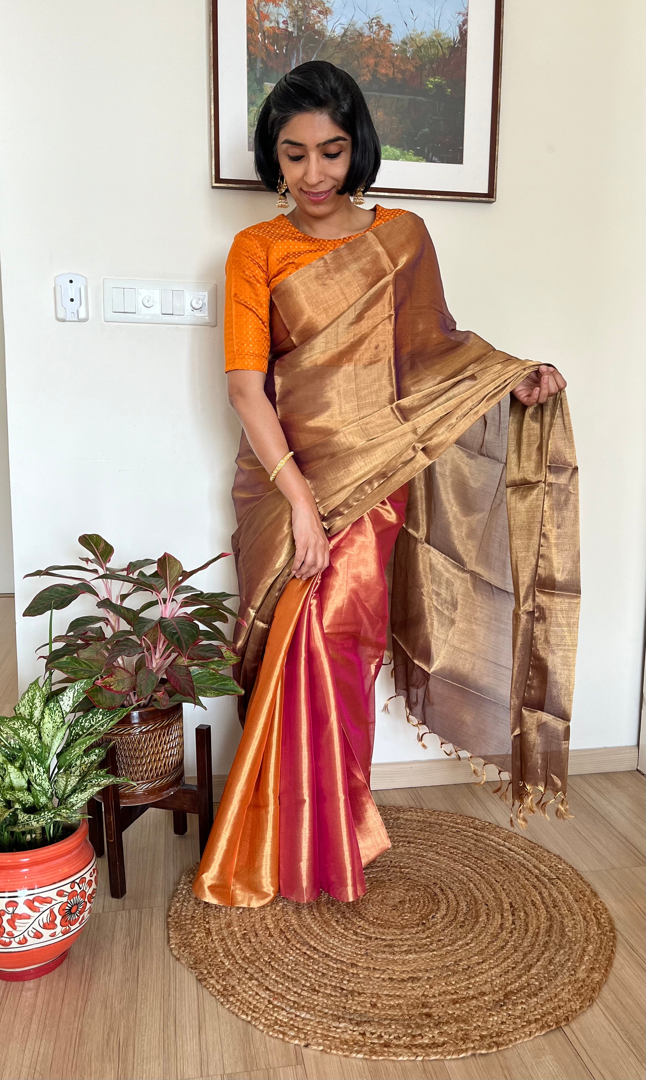 Leaf Green Embroidered Tissue Saree – Andaaz by Jyoti Dhawan